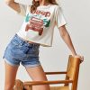 Francesca's Elena Cropped Mountain Top Tan Tops