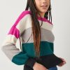 Francesca's Lisa Striped Teddy Pullover Sweater Multi Tops