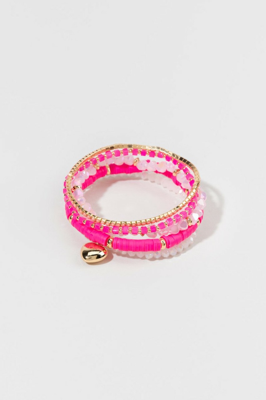 Francesca's Debra Rubber Heart Bracelet Set Pink Bracelets