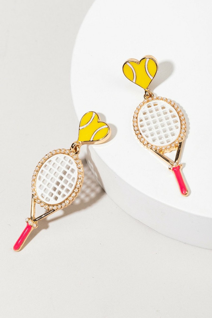 Francesca's Tennis Racquet Drop Earrings Pink Earrings