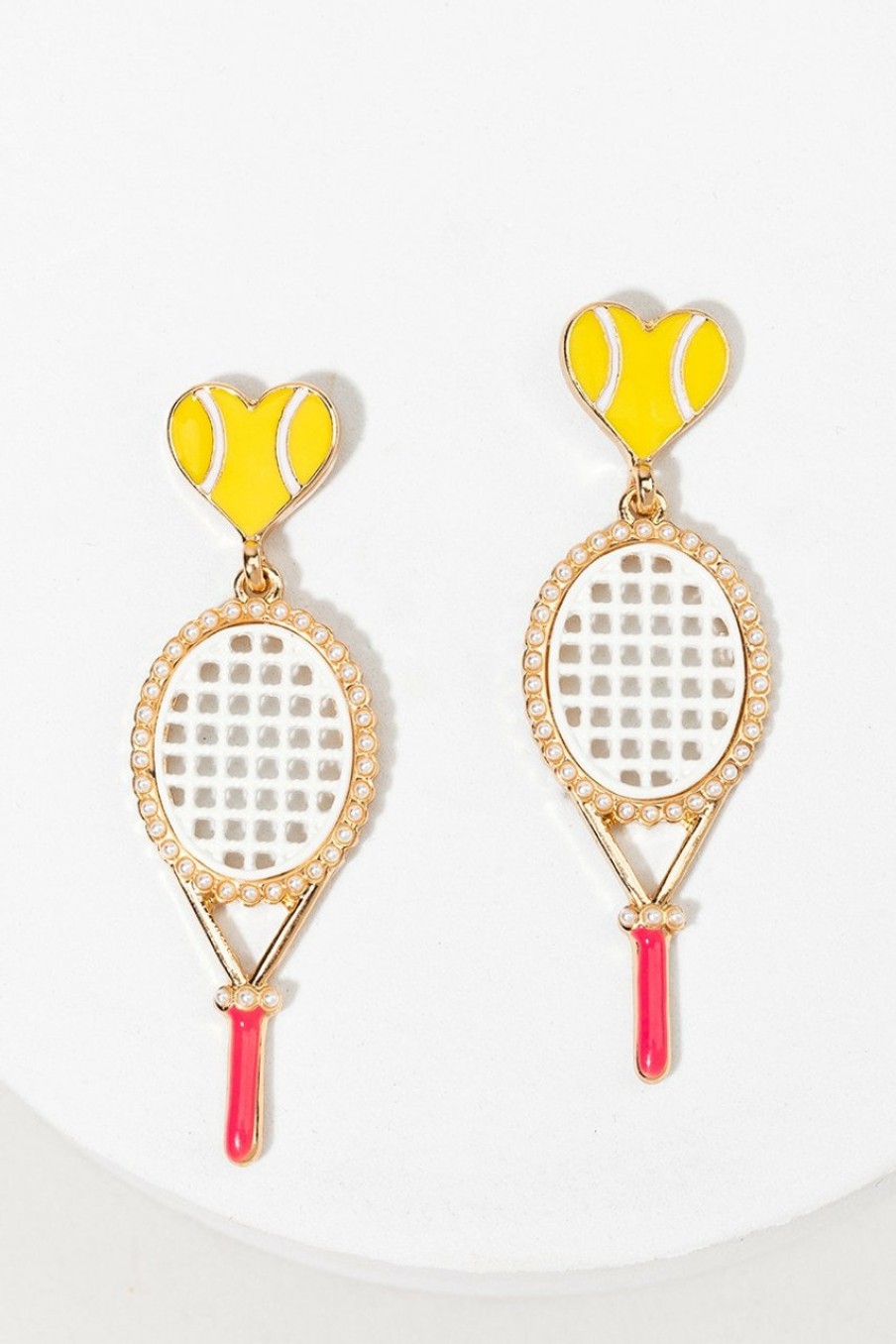 Francesca's Tennis Racquet Drop Earrings Pink Earrings