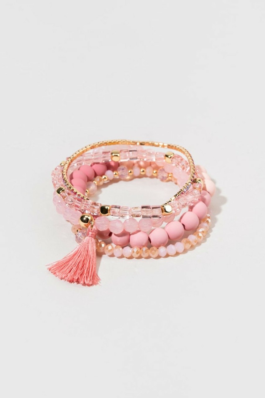 Francesca's Montana Matte Bead Bracelet Set Pink Bracelets