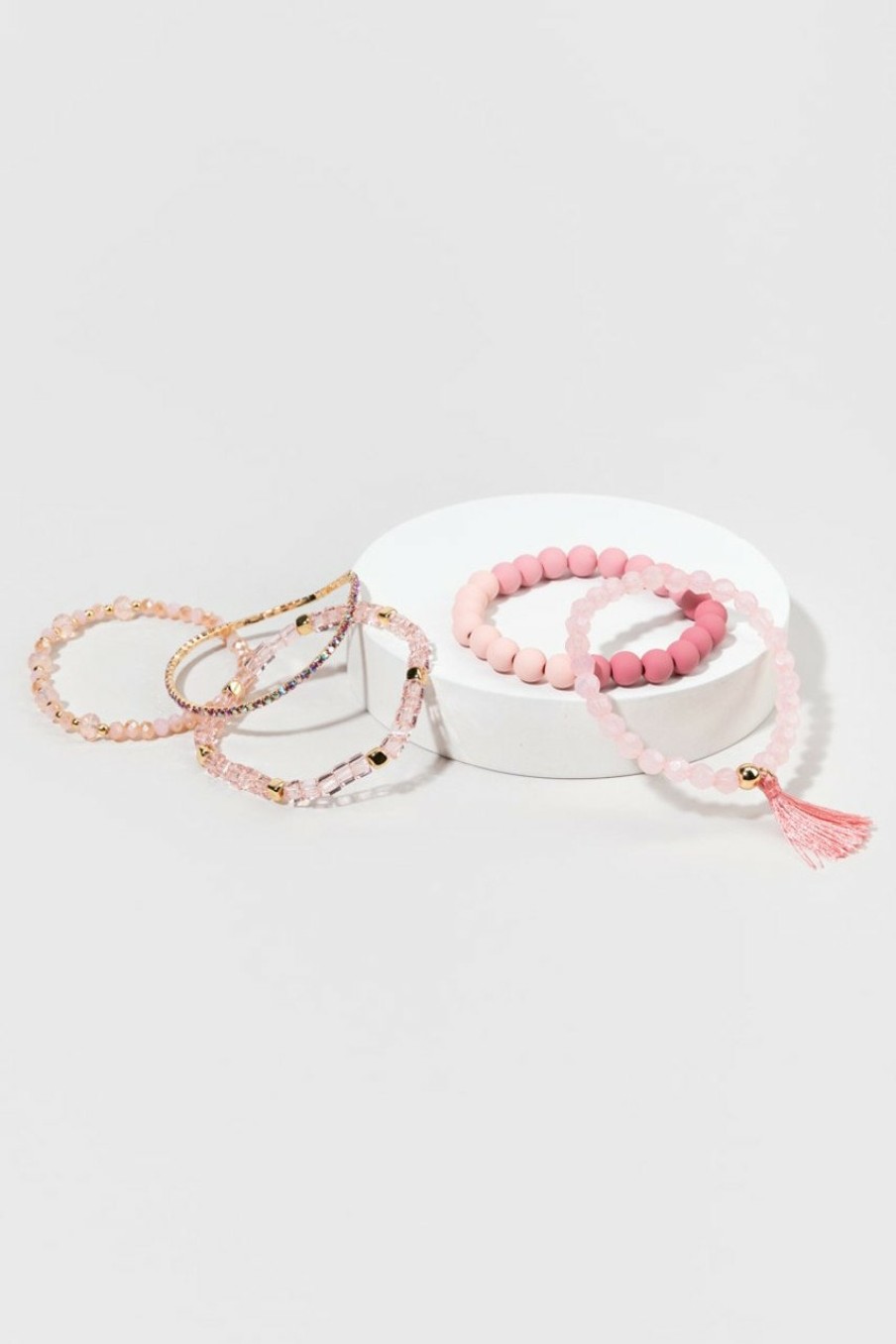 Francesca's Montana Matte Bead Bracelet Set Pink Bracelets