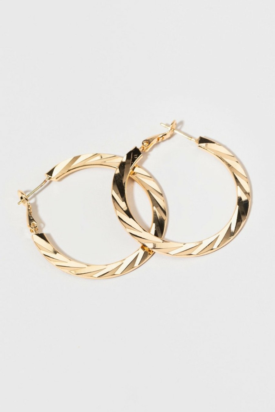 Francesca's Dione Wide Knife Cut Hoops Gold Earrings