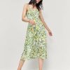 Francesca's Cecelia Floral Smocked Top Midi Dress Green Dresses