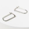 Francesca's Llaria Sterling Pave Cz Oblong Hoop Earrings Silver Earrings