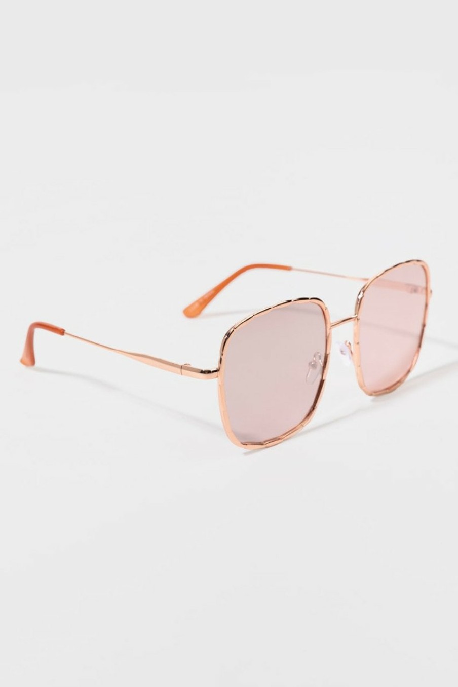 Francesca's Adriana Scallop Edge Aviator Sunglasses Pink Sunglasses