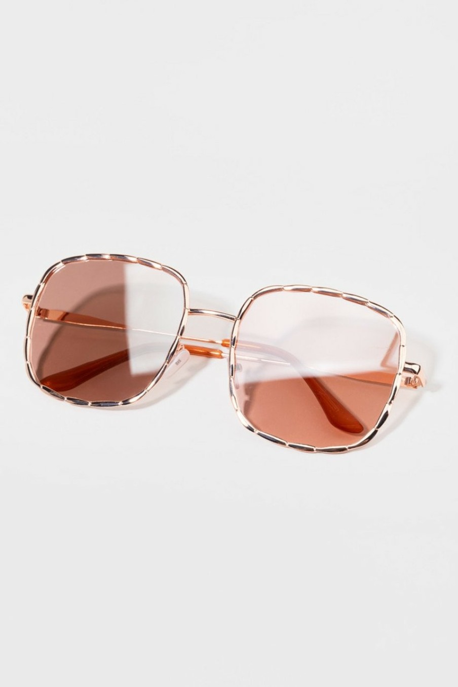 Francesca's Adriana Scallop Edge Aviator Sunglasses Pink Sunglasses