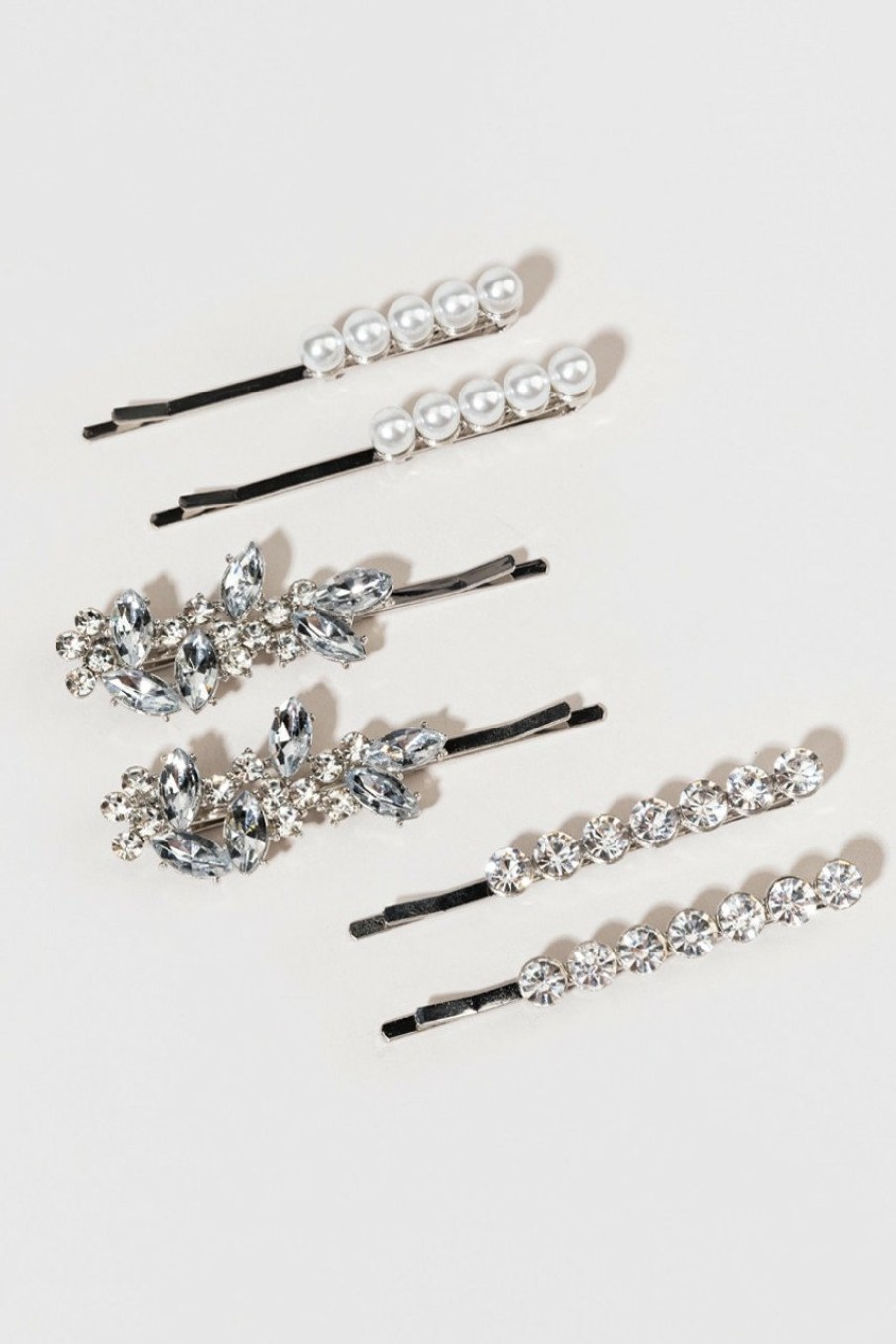 Francesca's Mia Embellished Bobby Pins Silver Hair