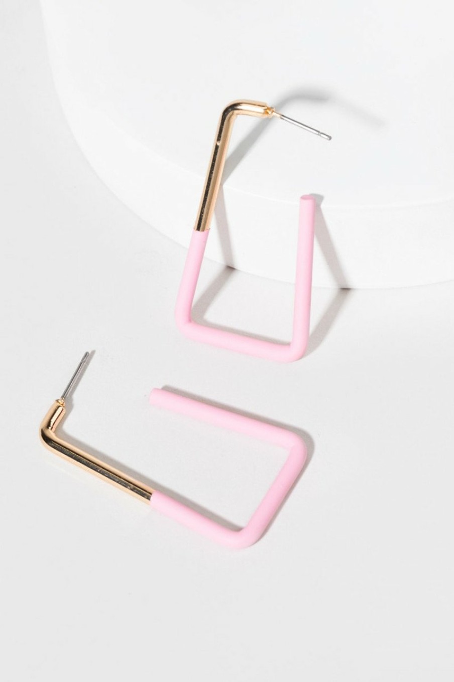 Francesca's Lexie Trapezoid Hoop Earrings Pink Earrings