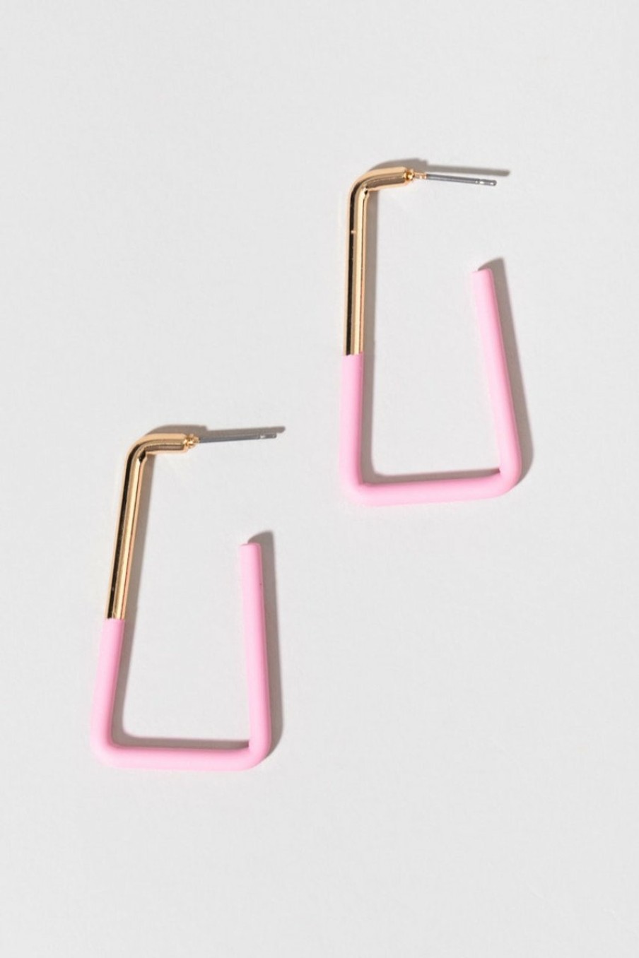 Francesca's Lexie Trapezoid Hoop Earrings Pink Earrings