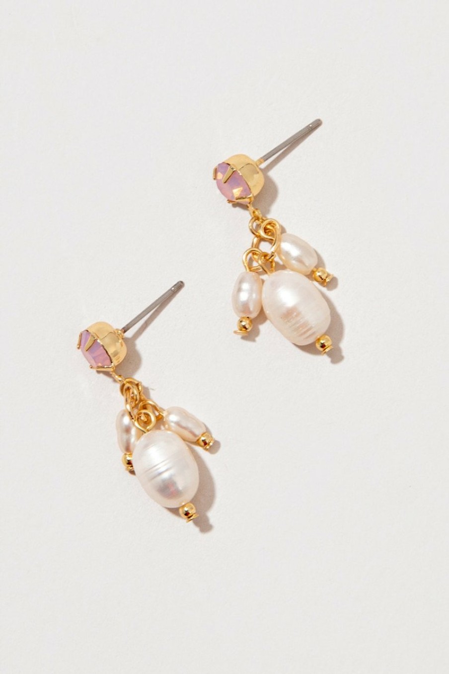 Francesca's Sheryl Small Pearl Drop Earrings Pink Earrings