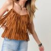 Francesca's Shelley Fringe Tank Top Tops