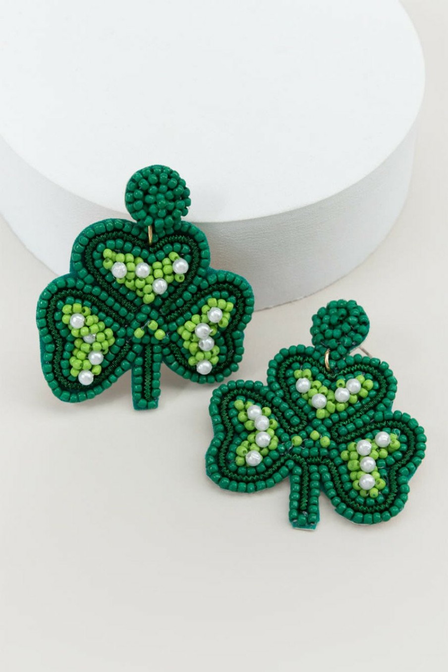 Francesca's St. Patrick'S Day Beaded Shamrock Drop Earrings Green Earrings