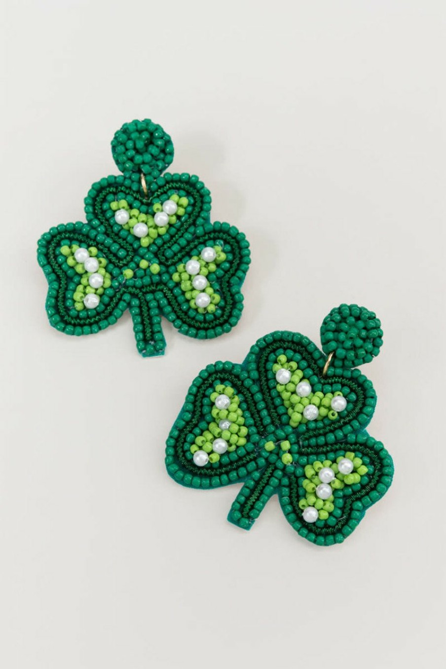 Francesca's St. Patrick'S Day Beaded Shamrock Drop Earrings Green Earrings