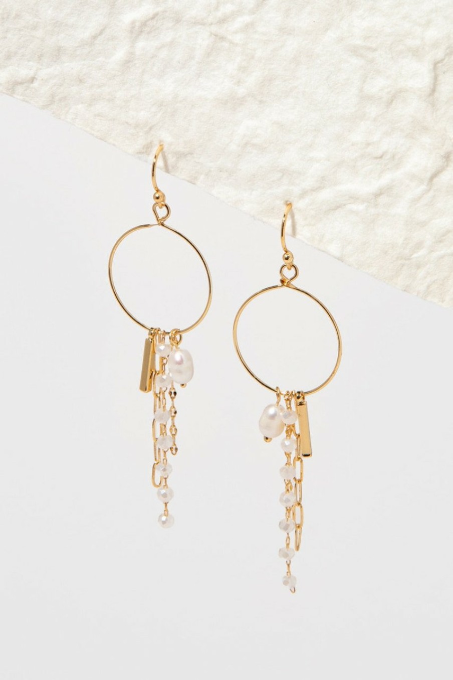 Francesca's Mandy Circle Dangle Charm Earrings Pearl Earrings