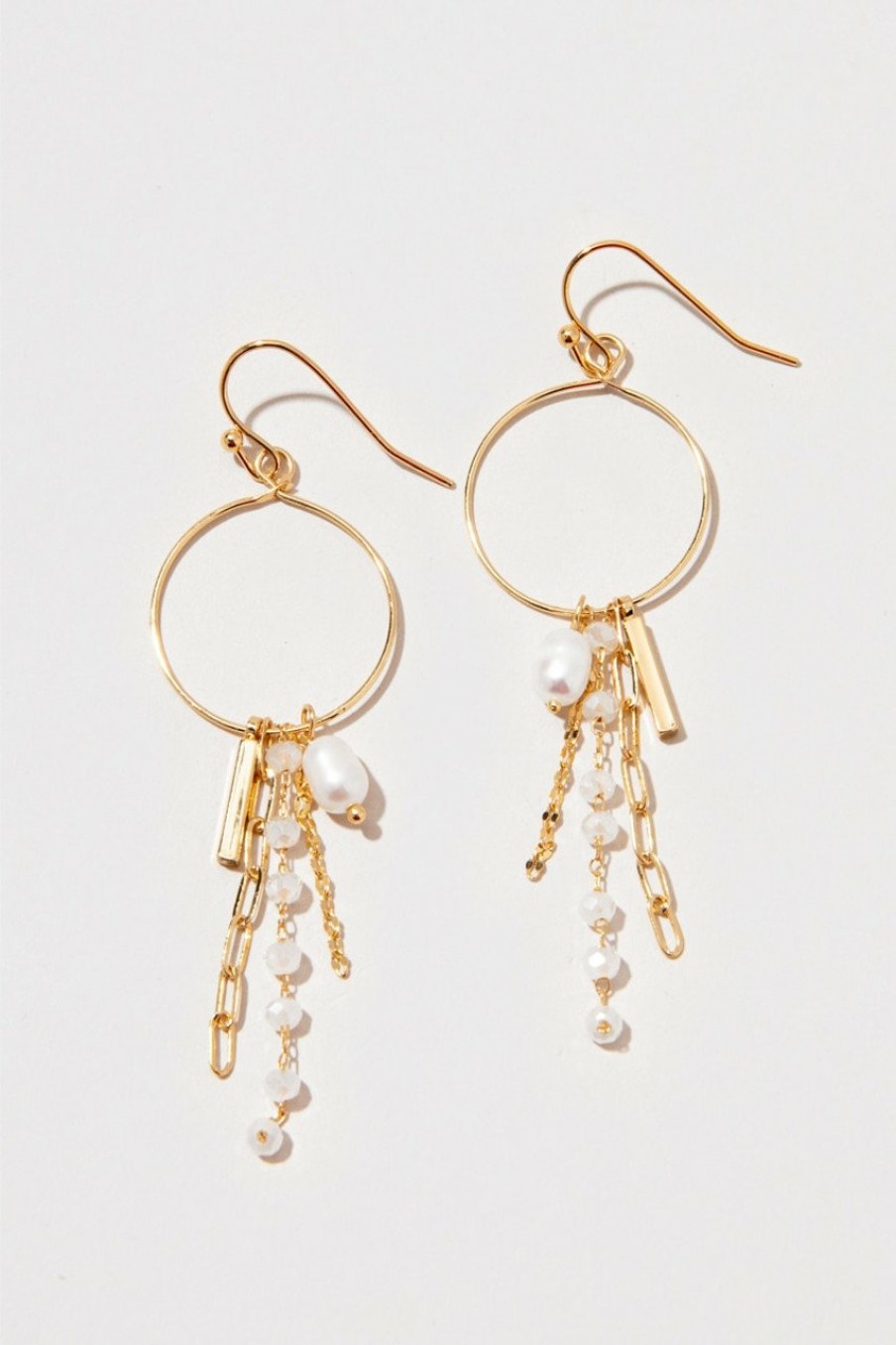 Francesca's Mandy Circle Dangle Charm Earrings Pearl Earrings