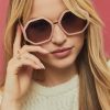 Francesca's Eliza Heptagon Sunglasses Pink Sunglasses