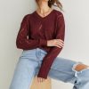 Francesca's Kendra V-Neck Pointelle Sweater Tops