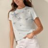 Francesca's Isabelle Star Rhinestone Embellished Top Light Blue Tops