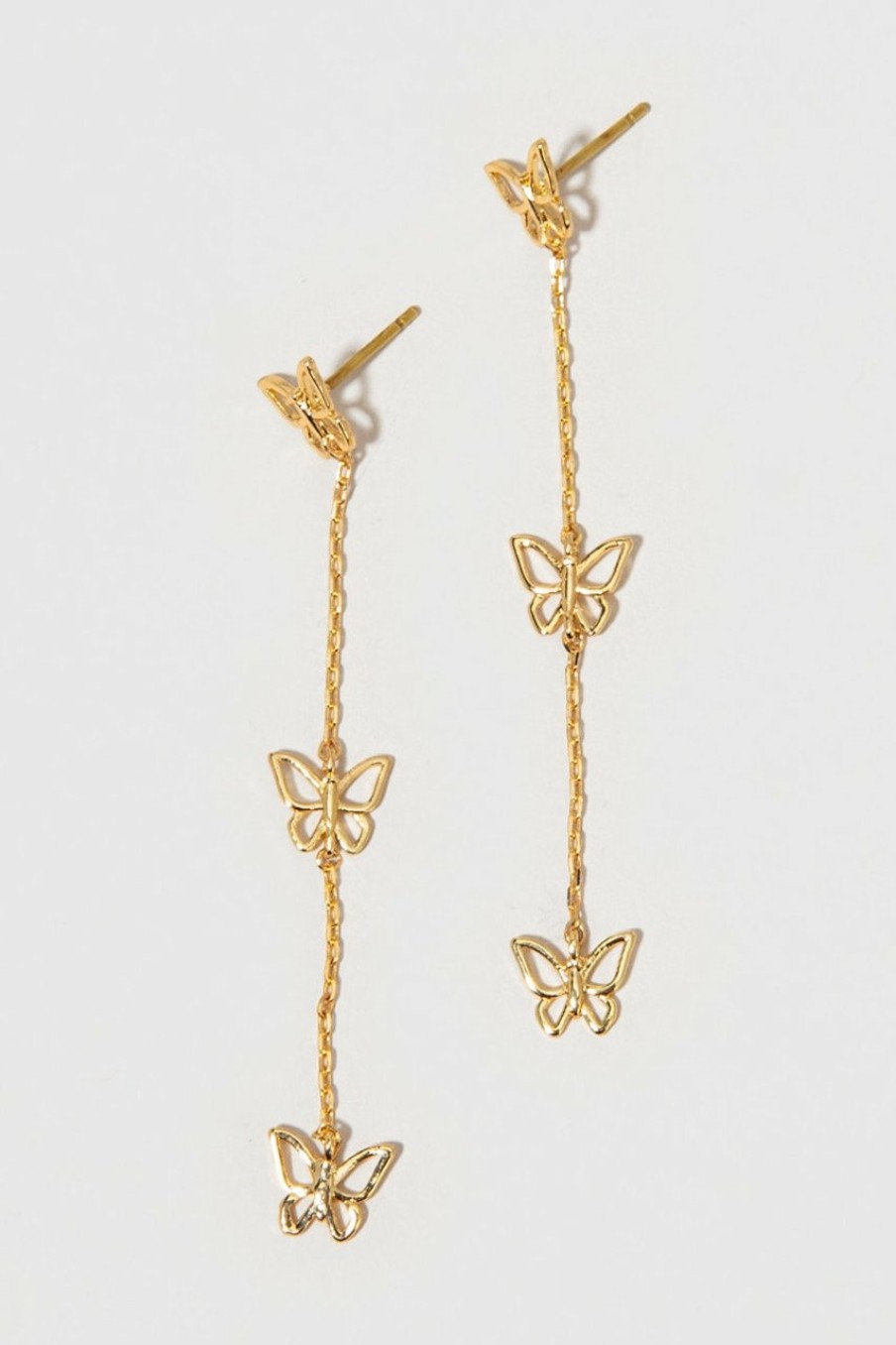 Francesca's Andrea Butterfly Station Linear Drop Earrings Gold Earrings