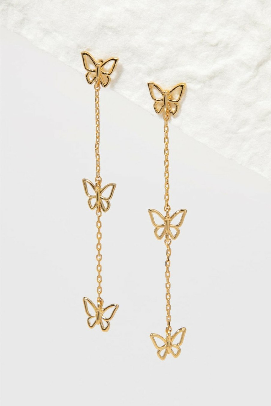 Francesca's Andrea Butterfly Station Linear Drop Earrings Gold Earrings