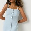 Francesca's Wendy Denim Button Down Front Sheath Midi Dress Blue Dresses