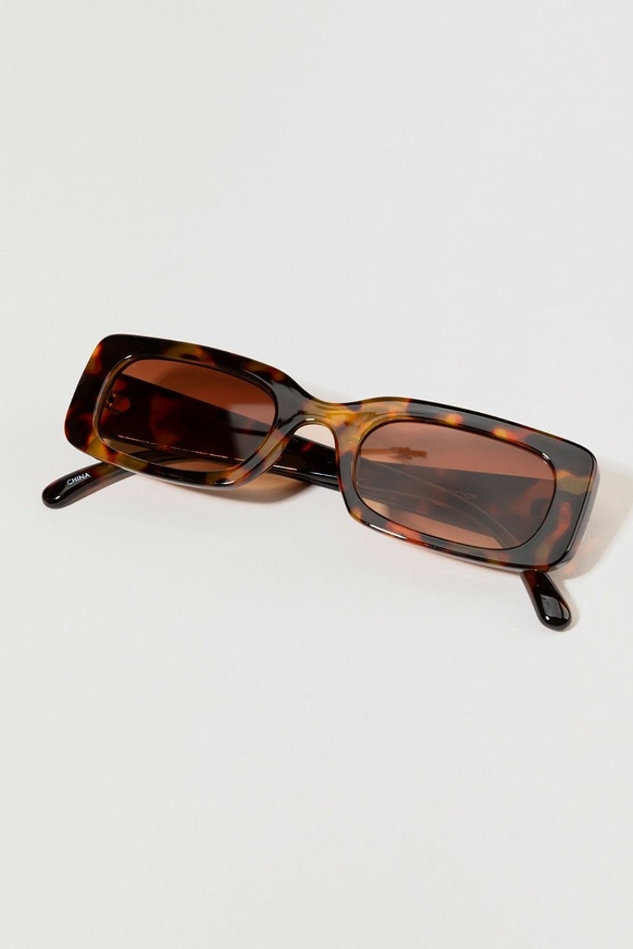 Francesca's Korrine Retro Narrow Sunglasses Tortoise Sunglasses