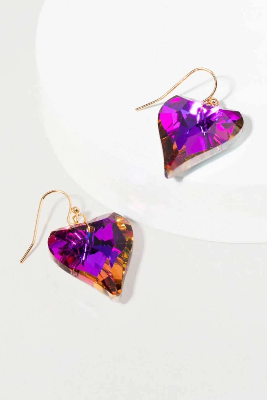 Francesca's Annalise Large Crystal Heart Earrings Iridescent Earrings