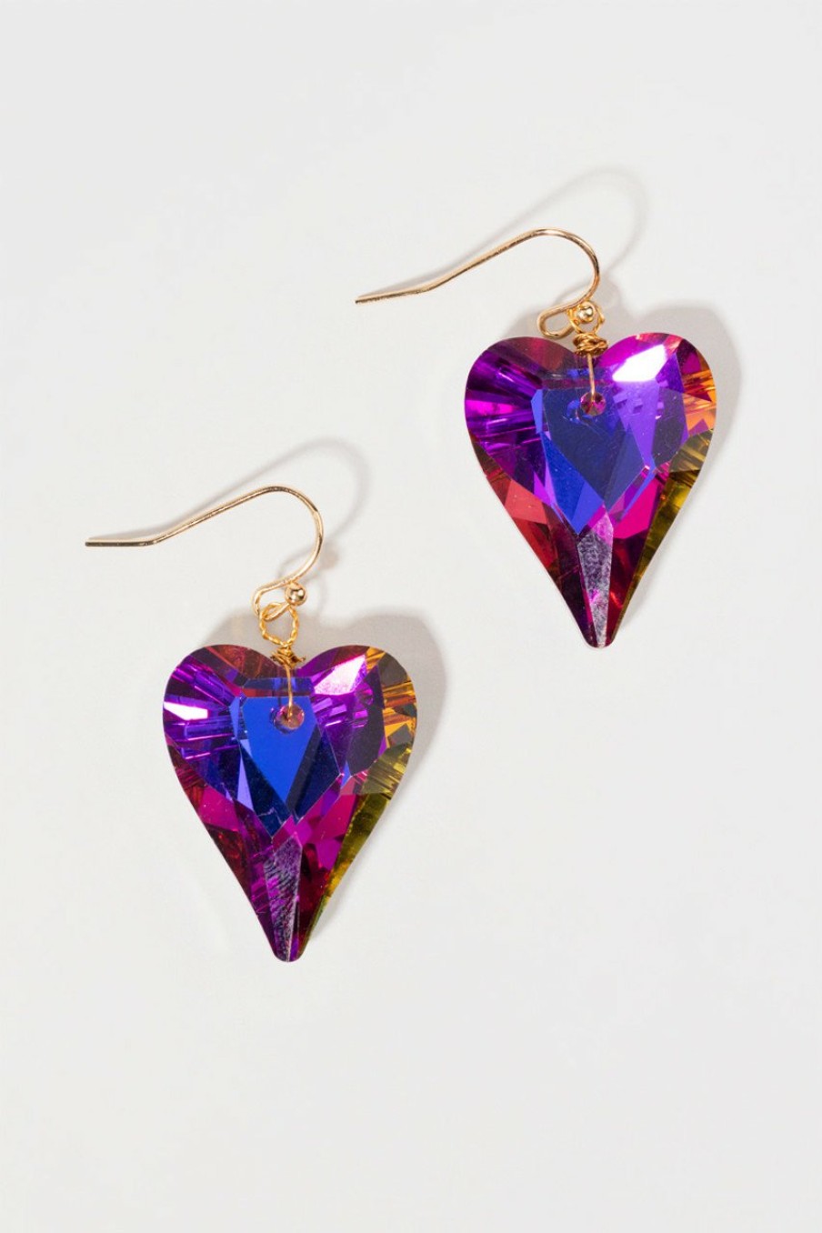 Francesca's Annalise Large Crystal Heart Earrings Iridescent Earrings