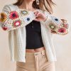 Francesca's Joella Crochet Sleeve Open Cardigan Ivory Tops