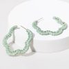 Francesca's Marilyn Raffia Flower Hoop Earrings Mint Earrings