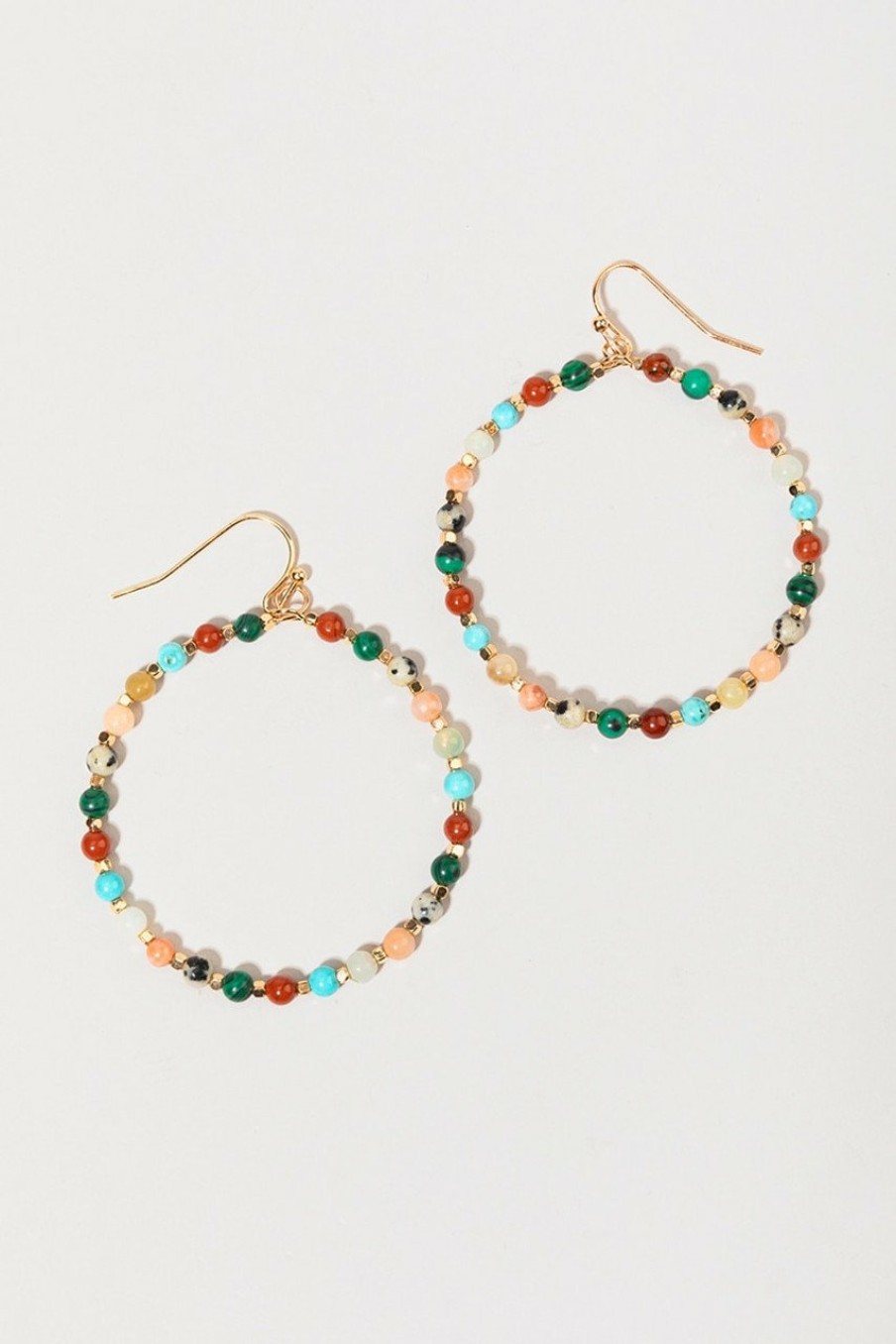 Francesca's Maya Semi Precious Stone Bead Circle Drop Earrings Multi Earrings