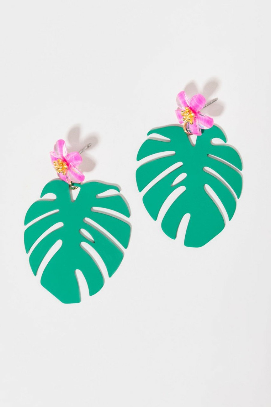 Francesca's Madeline Monstera Leaf Earrings Green Earrings