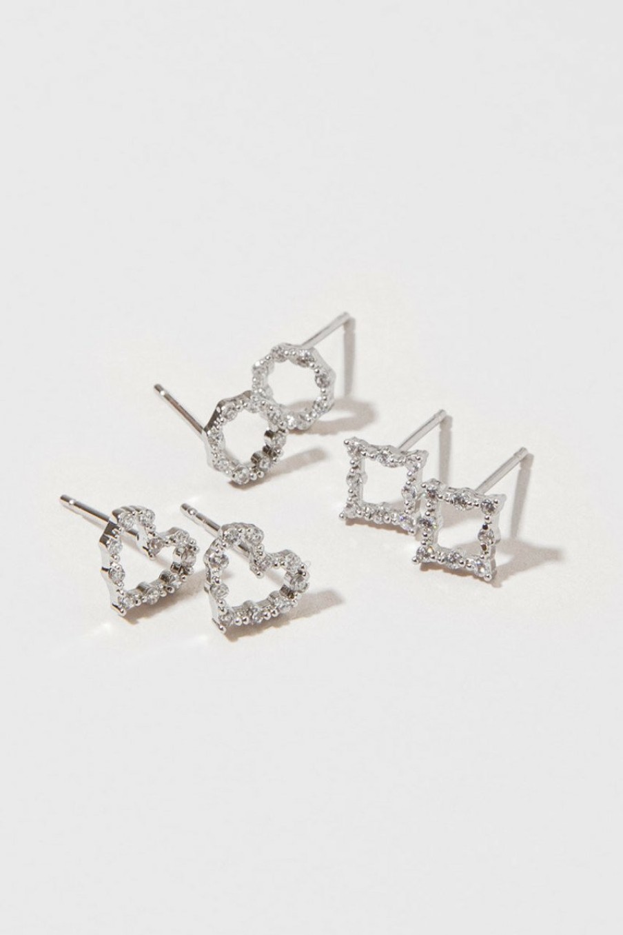 Francesca's Eleanor Outline Shapes Earrings Set Crystal Earrings