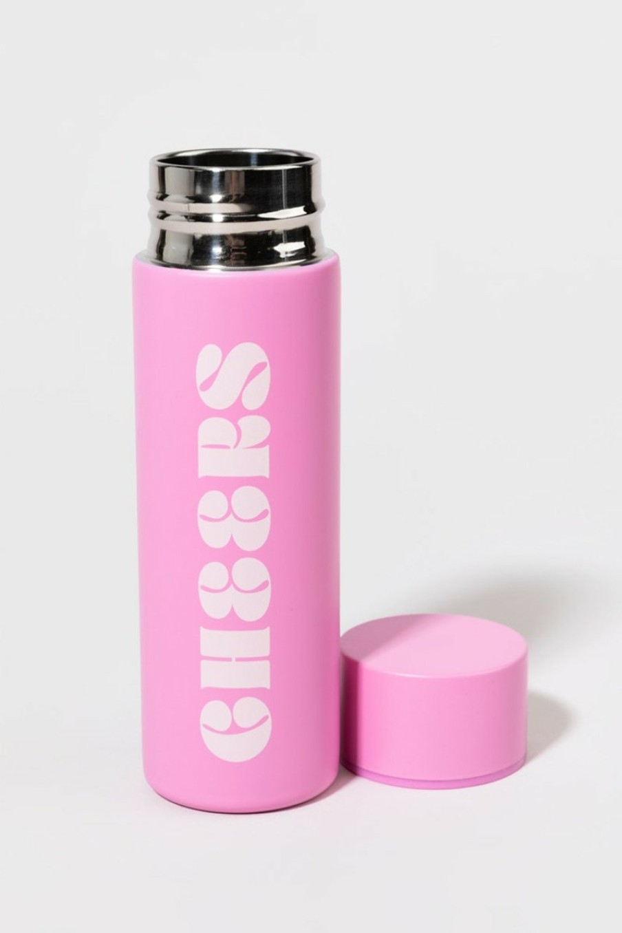 Francesca's Cheers Retro Water Flask Pink Drinkware