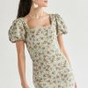 Francesca's Chelsey Square Neck Waisted Dress Green Dresses