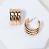 Francesca's Laurel Thick Stripe Quilted Hoop Earrings Gold Earrings