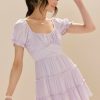 Francesca's June Tie Back Tiered Mini Dress Lavender Dresses