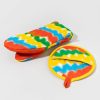 Francesca's Oven Mitt And Pot Holder Set Squiggles Multi Home Decor