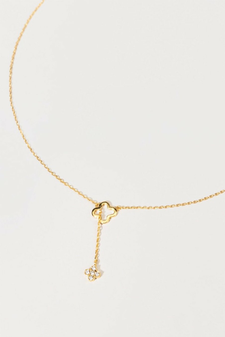 Francesca's Alice Cz Pull Through Clover Pendant Y Necklace Crystal Necklaces