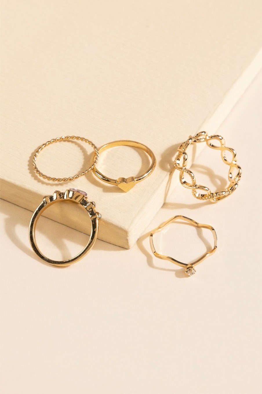 Francesca's Marlon Cz Ring Set Pink Rings