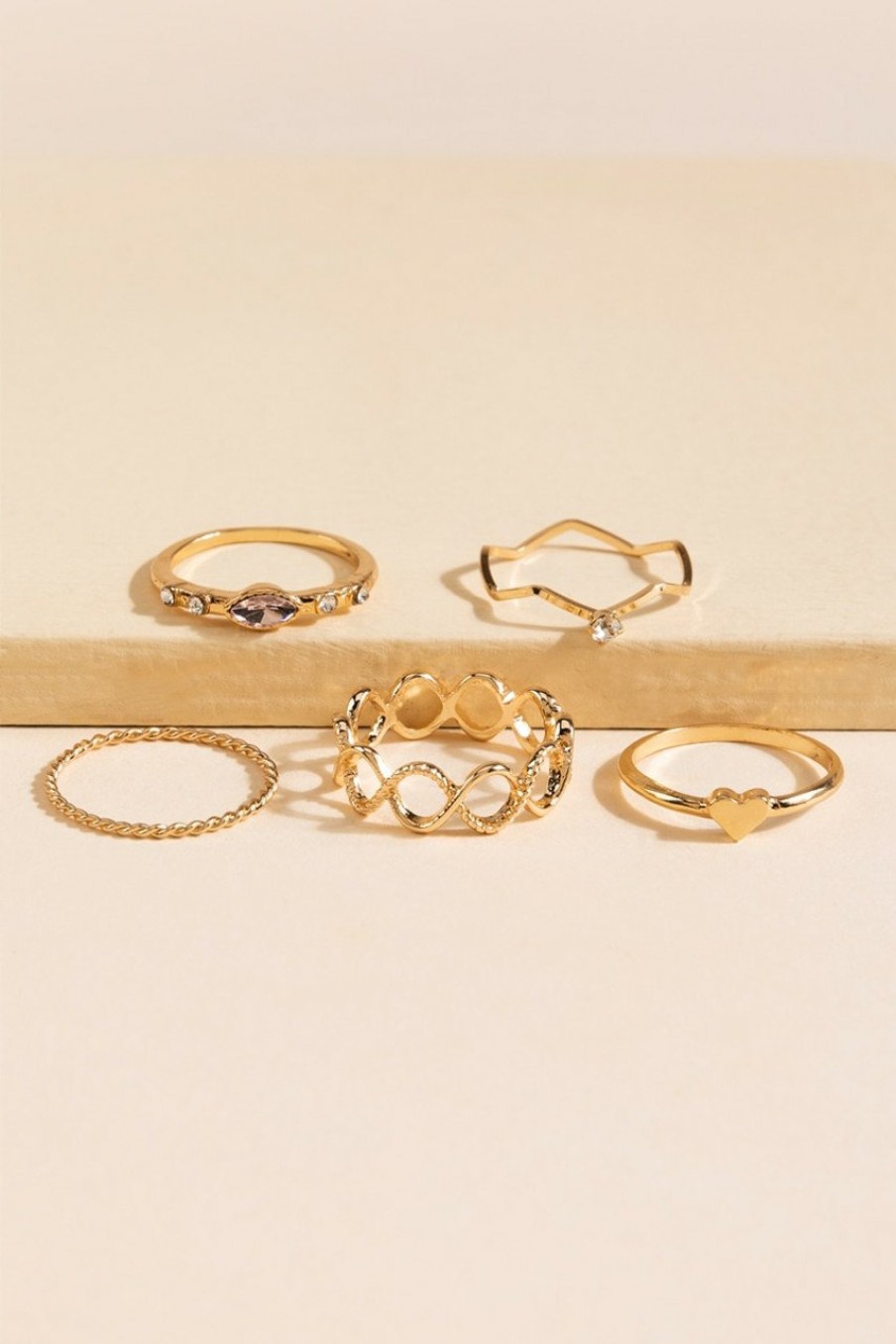 Francesca's Marlon Cz Ring Set Pink Rings