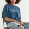 Francesca's Maddison Washed Sunset Sweatshirt Blue Tops