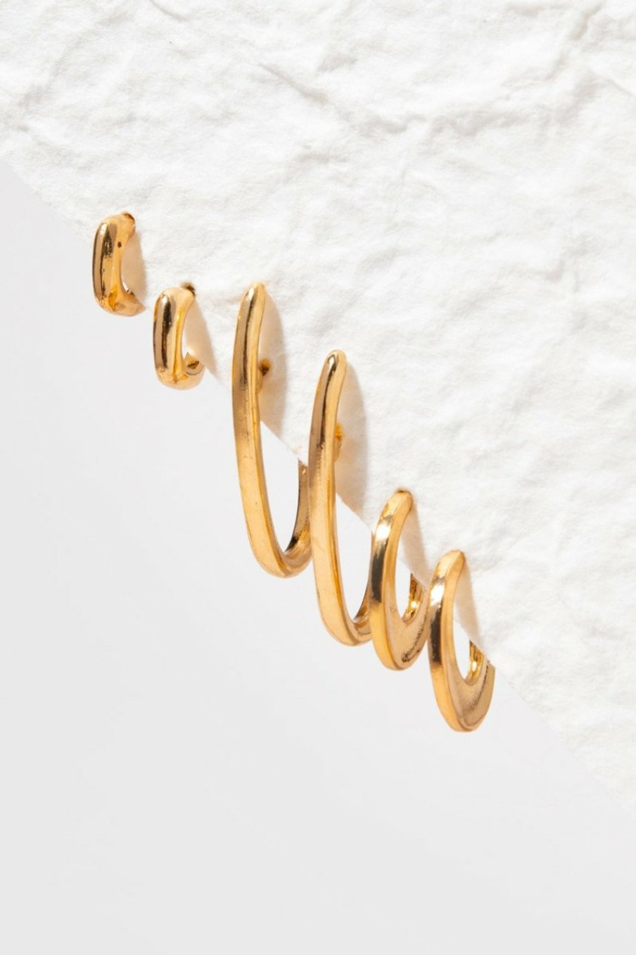 Francesca's Sherrie Abstract Hoops Set Gold Earrings