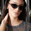 Francesca's Ella Retro Narrow Cat Eye Sunglasses Silver Sunglasses