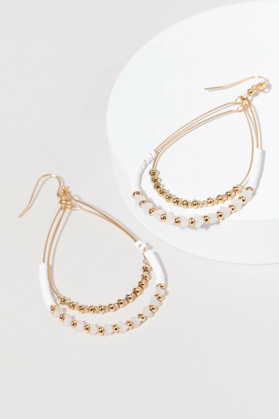 Francesca's Rachel Beaded Tear Drop Earrings White Earrings