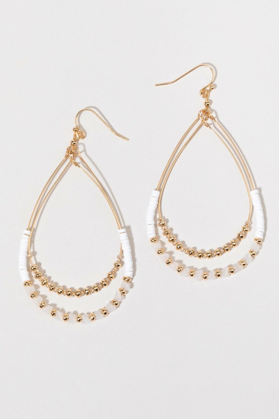 Francesca's Rachel Beaded Tear Drop Earrings White Earrings