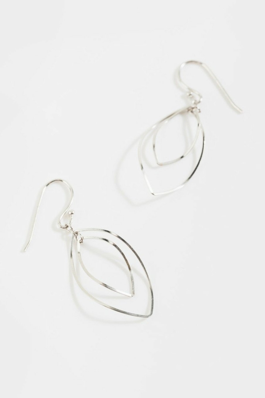 Francesca's Arden Double Leaf Drop Earrings Silver Earrings