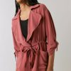 Francesca's Kelly Soft Drape Utility Jacket Burgundy Tops